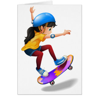 A young girl skateboarding