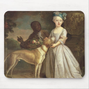 A Young Girl with a Dog and a Page, 1720-30 (oil o Mouse Pad
