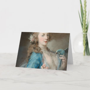 A Young Lady with a Parrot (by Rosalba Carriera) Card