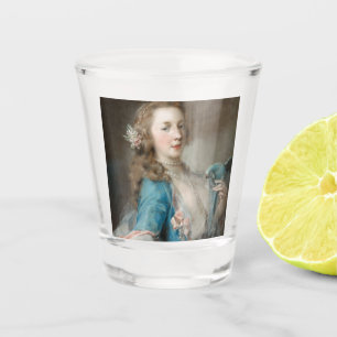 A Young Lady with a Parrot (by Rosalba Carriera) Shot Glass