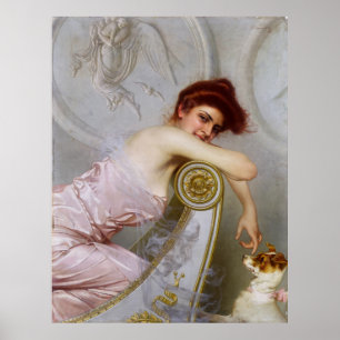 A Young Lady With Her Puppy by Vittorio Corcos Poster