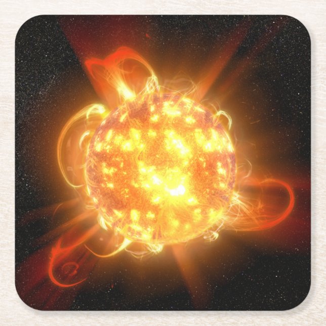 A Young Red Dwarf Square Paper Coaster (Front)