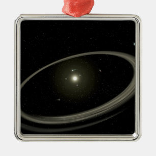A young star circled by full-sized planets metal ornament