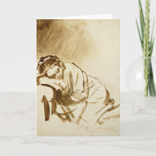 A Young Woman Sleeping  c.1654 Card