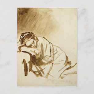 A Young Woman Sleeping c.1654 Postcard