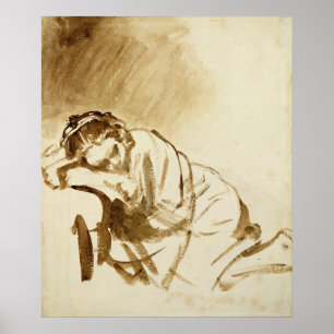 A Young Woman Sleeping  c.1654 Poster