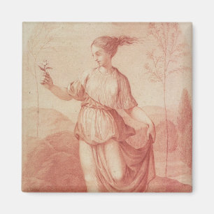 A Young Woman walking bare-footed in a Landscape Magnet