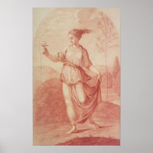 A Young Woman walking bare-footed in a Landscape Poster