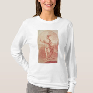 A Young Woman walking bare-footed in a Landscape T-Shirt