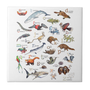 A-Z of amazing animals Ceramic Tile