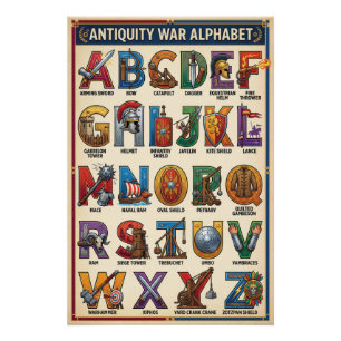 A-Z Roman War Alphabet Poster