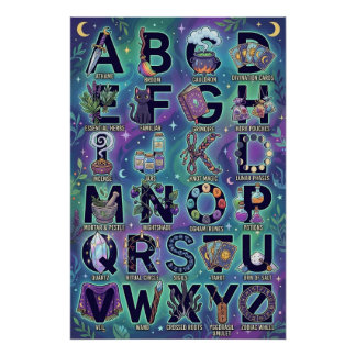 A-Z Witchy Alphabet Poster