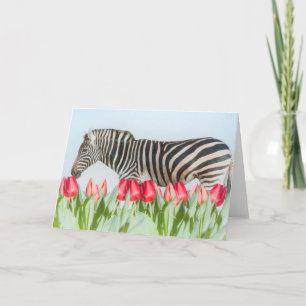 A Zebra Among the Tulips Card