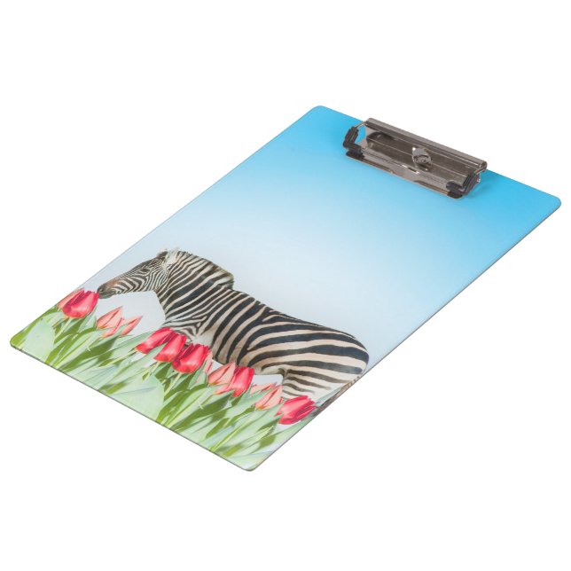 A Zebra Among the Tulips Clipboard (Angled)