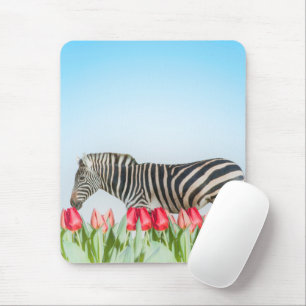 A Zebra Among the Tulips Mouse Pad