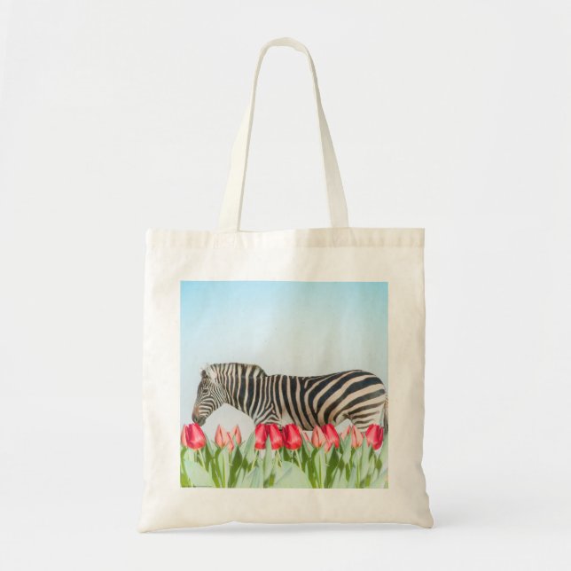 A Zebra Among the Tulips Tote Bag (Front)
