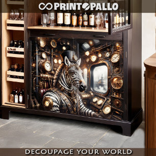 A zebra driving victorian train in steampunk era tissue paper