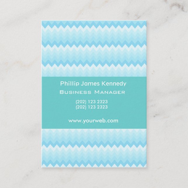 A Zig and A Zag Mint Chevron Pattern Appointment Card (Front)