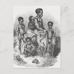 A Zulu family from The History of Mankind Postcard