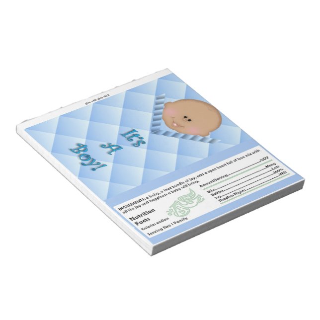 AA Baby Shower Candy Bar Wrapper Party Favour Notepad (Angled)