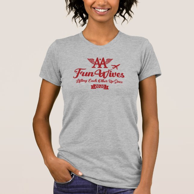 AA Fun Wives One Colour Red Logo Grey Heather T-Shirt (Front)