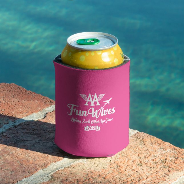 AA Fun Wives White Logo Hot Pink Can Cooler (In Situ Pool)
