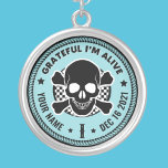 AA NA Skull Chip for Yearly Anniversary  Sterling Silver Necklace<br><div class="desc">Our Addiction Recovery Medallion Keychains are a perfect way to recognise a Sobriety Birthday or Recovery Anniversary because they offer something that mass produced medallion keychains just can't... the option to personalise! Make them feel unique and appreciated by giving personalised. Add any name, recovery date and length of sobriety! Designed...</div>