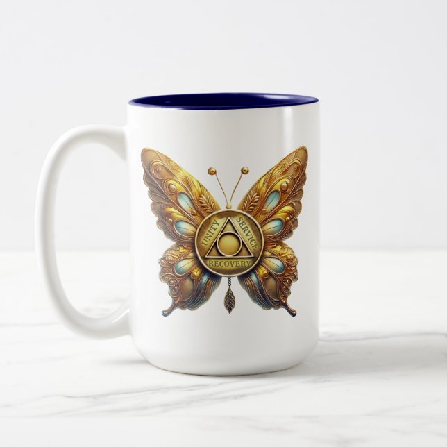 AA Prayer and Butterfly Coin Mug (Left)
