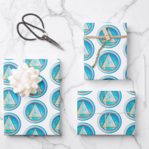 AA Recovery Circle Triangle Crystalline Meditation Wrapping Paper Sheet