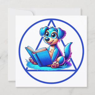 AA Symbol Puppy Reading Big Book Recovery Card