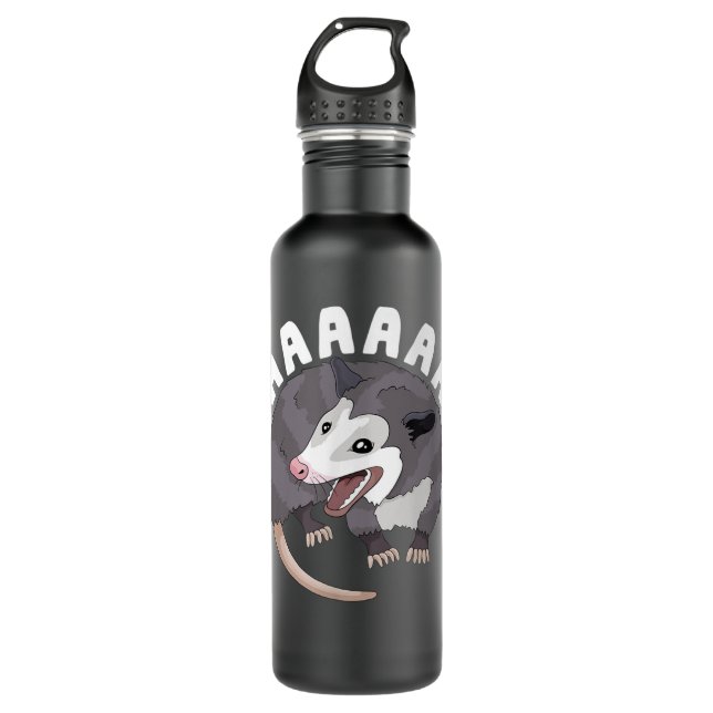 AAAAAA Screaming Opossum Stressed Possum Funny Dan 710 Ml Water Bottle (Front)