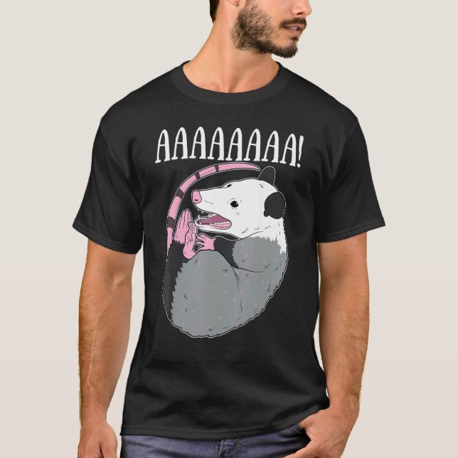 Aaaaaa Screaming Possum Meme  Trash Dead Opossum T-Shirt (Front)