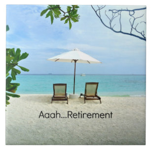 Aaah...retirement, Relaxing at the Beach Ceramic Tile