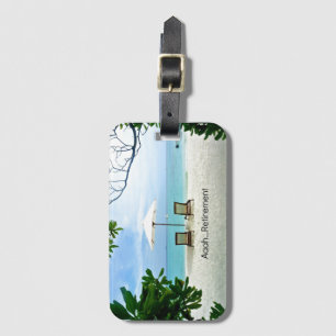 Aaah...retirement, relaxing beach scene luggage tag