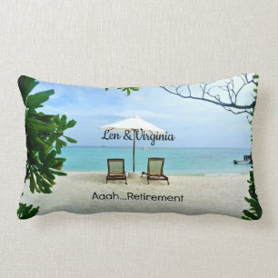 Aaah...retirement, relaxing beach scene lumbar cushion