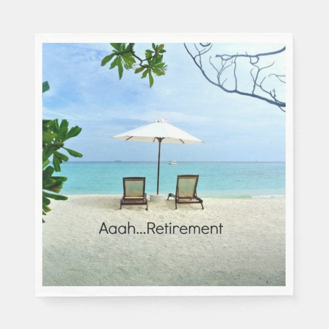Aaah...retirement, relaxing beach scene, napkin (Front)