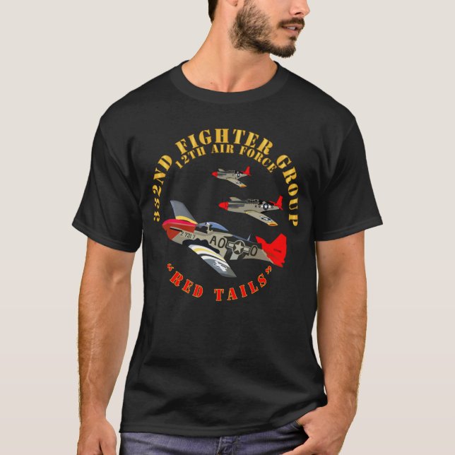 AAC - 332nd Fighter Group - 12th AF - Red Tails T-Shirt (Front)