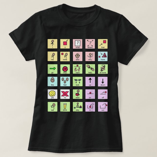 AAC Core Board Speech Pathology Speech Therapist  T-Shirt (Design Front)