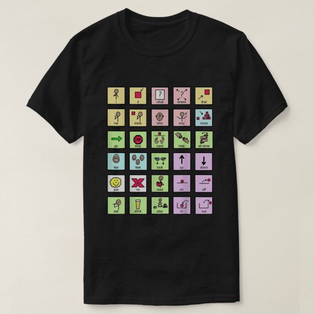 AAC Core Board Speech Pathology Speech Therapist  T-Shirt (Design Front)