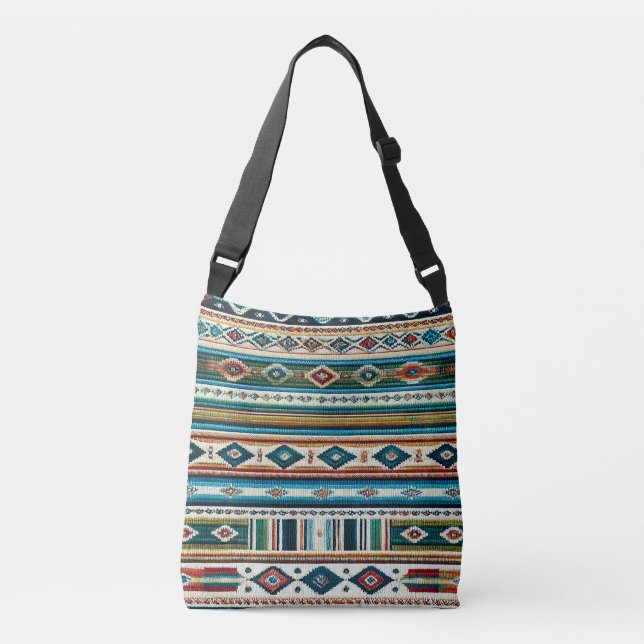 AADJUSTABLE TOTE - "AQUA" - Mexican-Style Weave (Front)