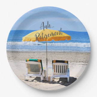 Aah...Retirement, a day at the beach Paper Plate