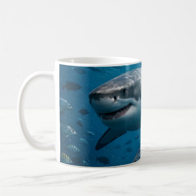 Aajestic Shark in the Deep Blue Coffee Mug (Left)