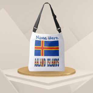 Aaland Islands Ålander Flag Blue Personalisation Crossbody Bag