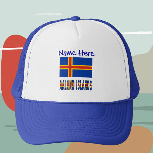 Aaland Islands Ålander Flag Blue Personalisation Trucker Hat