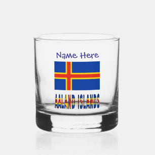 Aaland Islands Ålander Flag Blue Personalisation Whiskey Glass