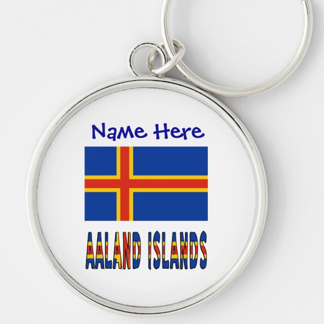 Aaland Islands Ålander Flag Blue Personalised Key Ring (Front)