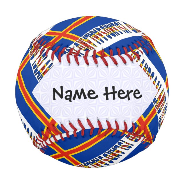 Aaland Islands Ålander Flag Tiled Personalised  Baseball (Front)