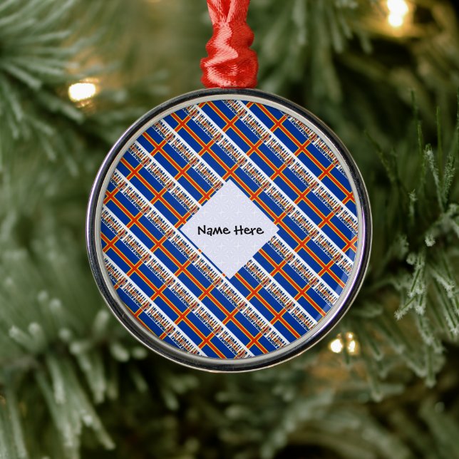 Aaland Islands Ålander Flag Tiled Personalized  Metal Ornament (Tree)