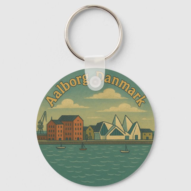 Aalborg Denmark Cityscape Key Ring (Front)