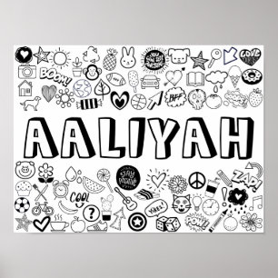 'AALIYAH' Colour-it-Yourself Outline Design Poster